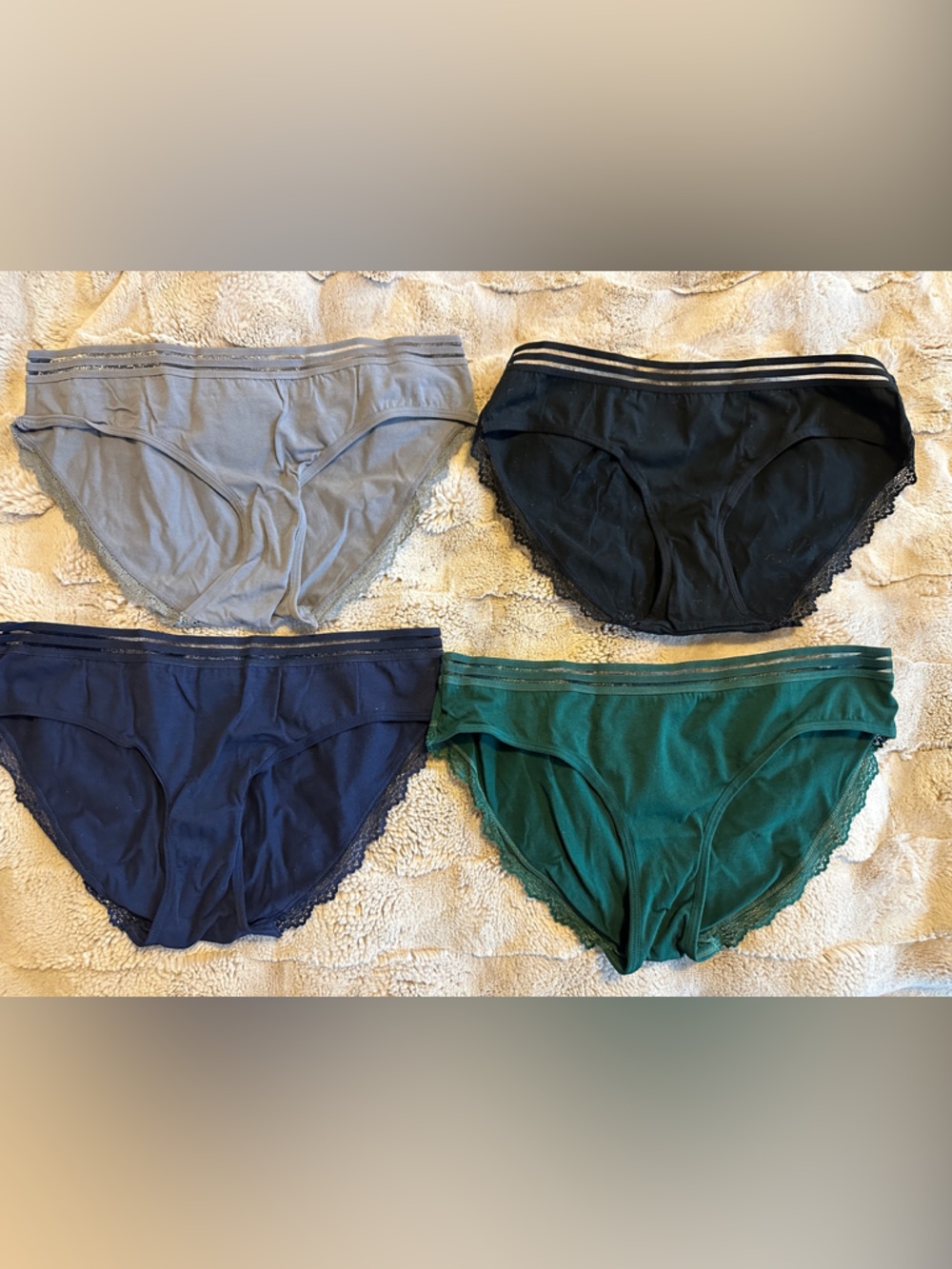 Women's Cotton Blend Bikini Briefs - Black, Gray, Navy, Green. NEW without tags